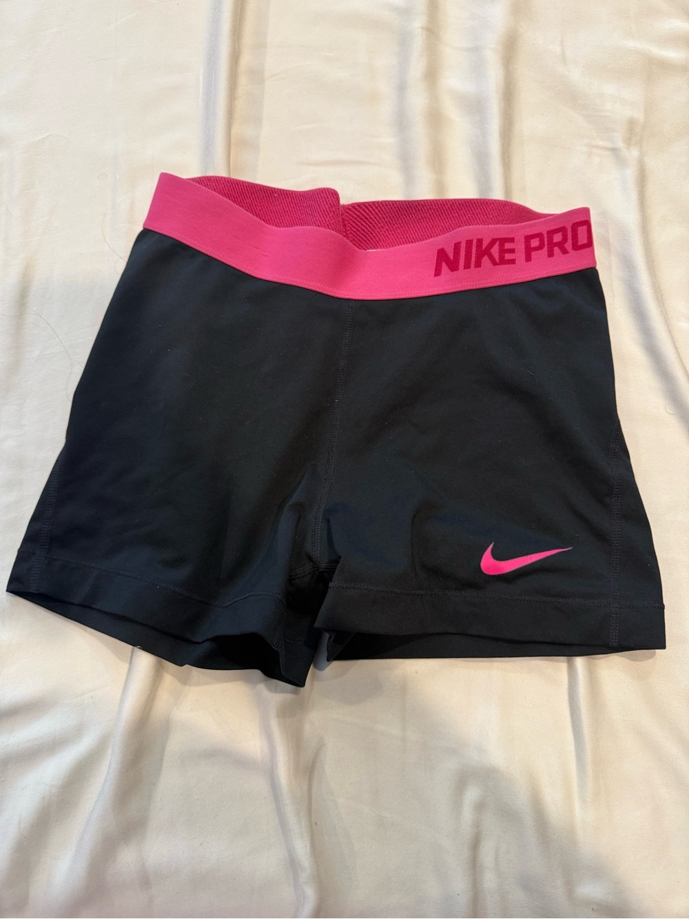 Nike Black Bike Shorts with Pink Waistband and Swoosh